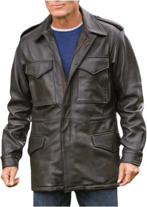 US Army Leather M65 Field Jacket Men Military M-65 Cargo Jacket