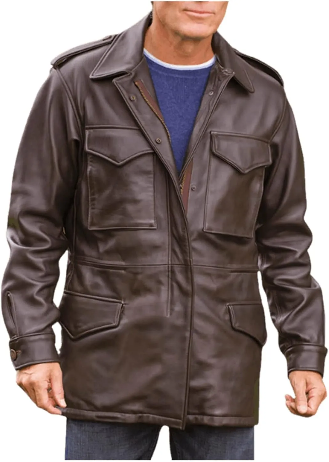 US Army Leather M65 Field Jacket Men Military M-65