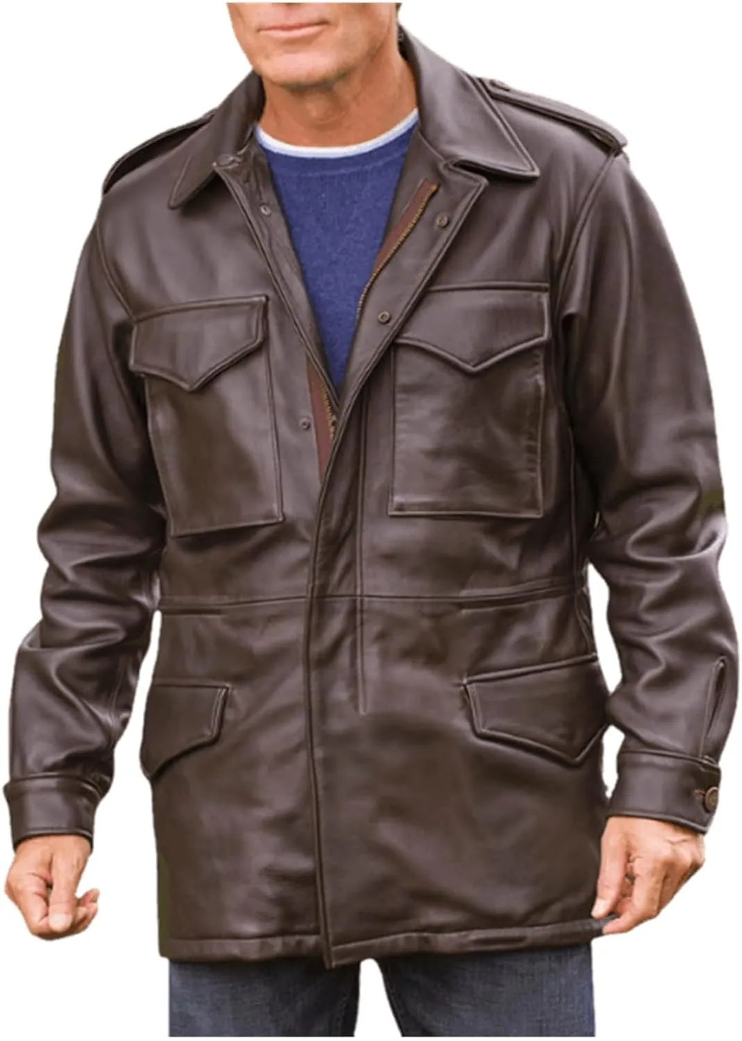 US Army Leather M65 Field Jacket Men Military M-65