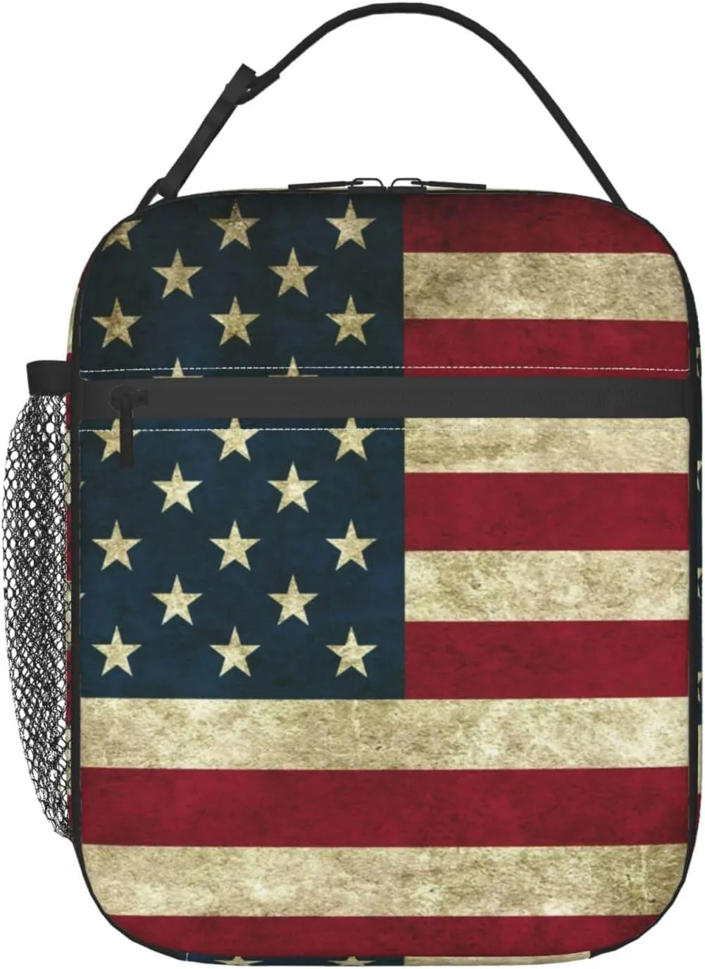 Usa American Flag Reusable Lunch Box Insulation Lunch Bag Containers Tote Handbag Ice Packs For Women Men Teens Girls