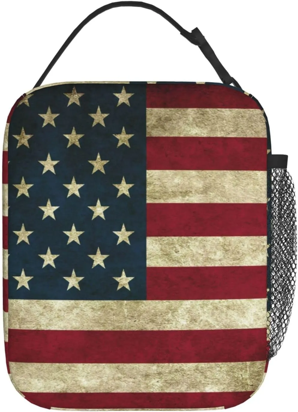 Usa American Flag Reusable Lunch Box Insulation Lunch Bag Containers Tote Handbag Ice Packs For Women Men Teens Girls