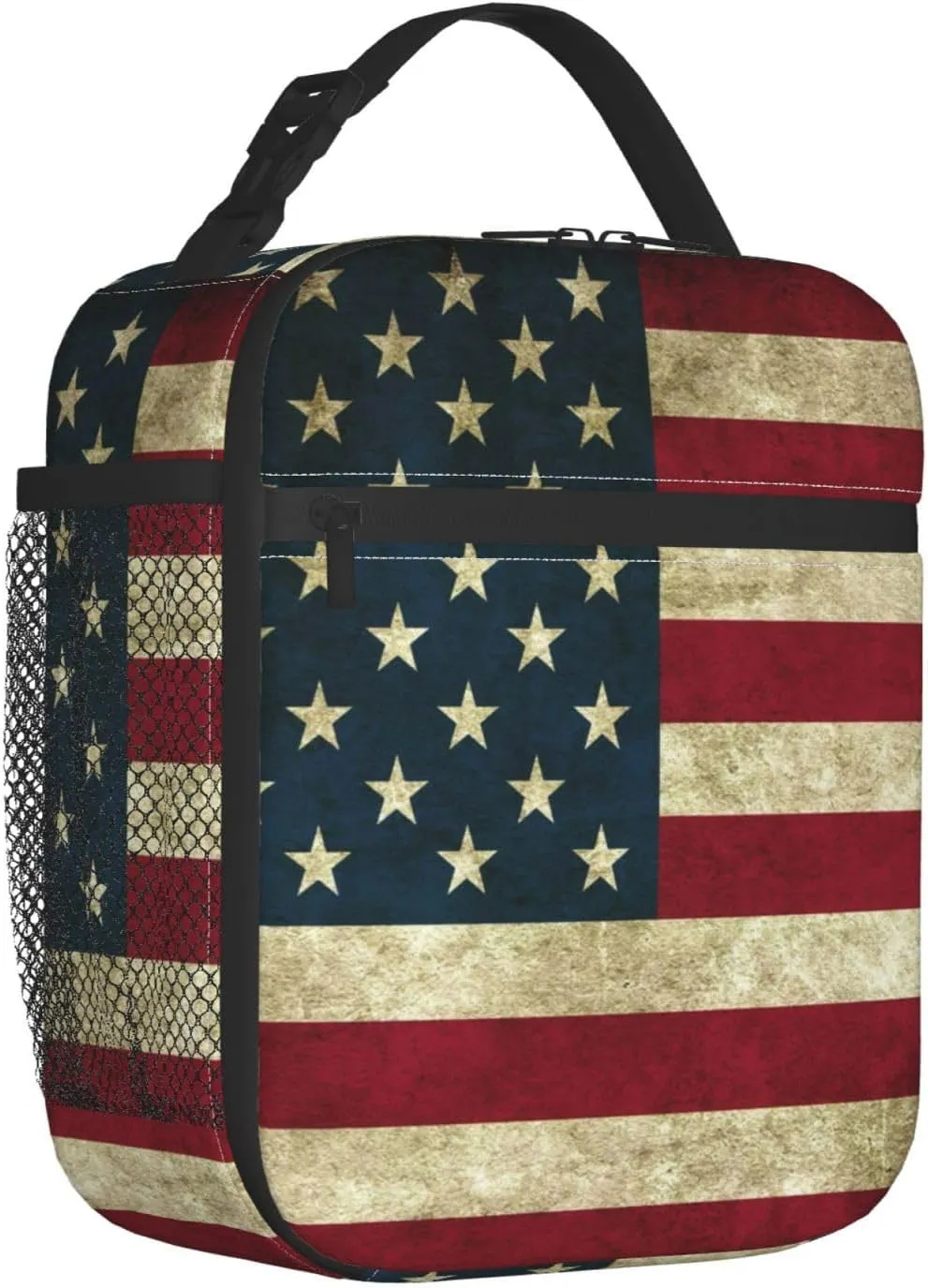 Usa American Flag Reusable Lunch Box Insulation Lunch Bag Containers Tote Handbag Ice Packs For Women Men Teens Girls