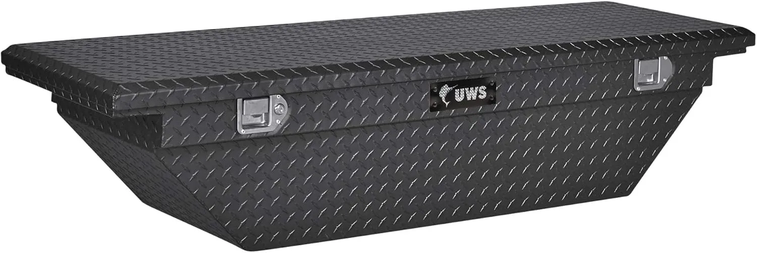 UWS EC10313 63-Inch Matte Black Heavy-Wall Aluminum Angled Truck Tool Box with Low Profile, RigidCore Lid