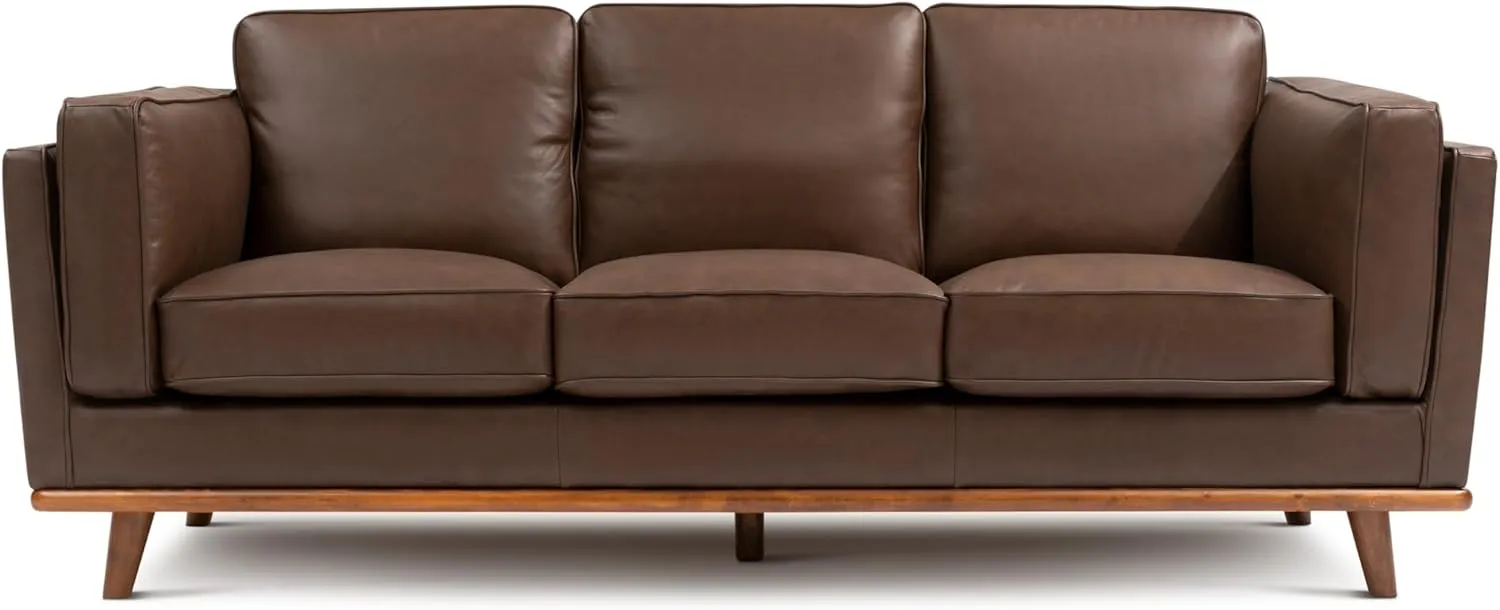 Valencia Artisan Full Leather Sofa 88” | Pure Full Italian Nappa Leather Couch, Solid Wood Accent, Ultimate Comfort, Chocolate