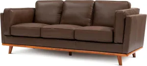 Valencia Artisan Full Leather Sofa 88” | Pure Full Italian Nappa Leather Couch, Solid Wood Accent, Ultimate Comfort, Chocolate