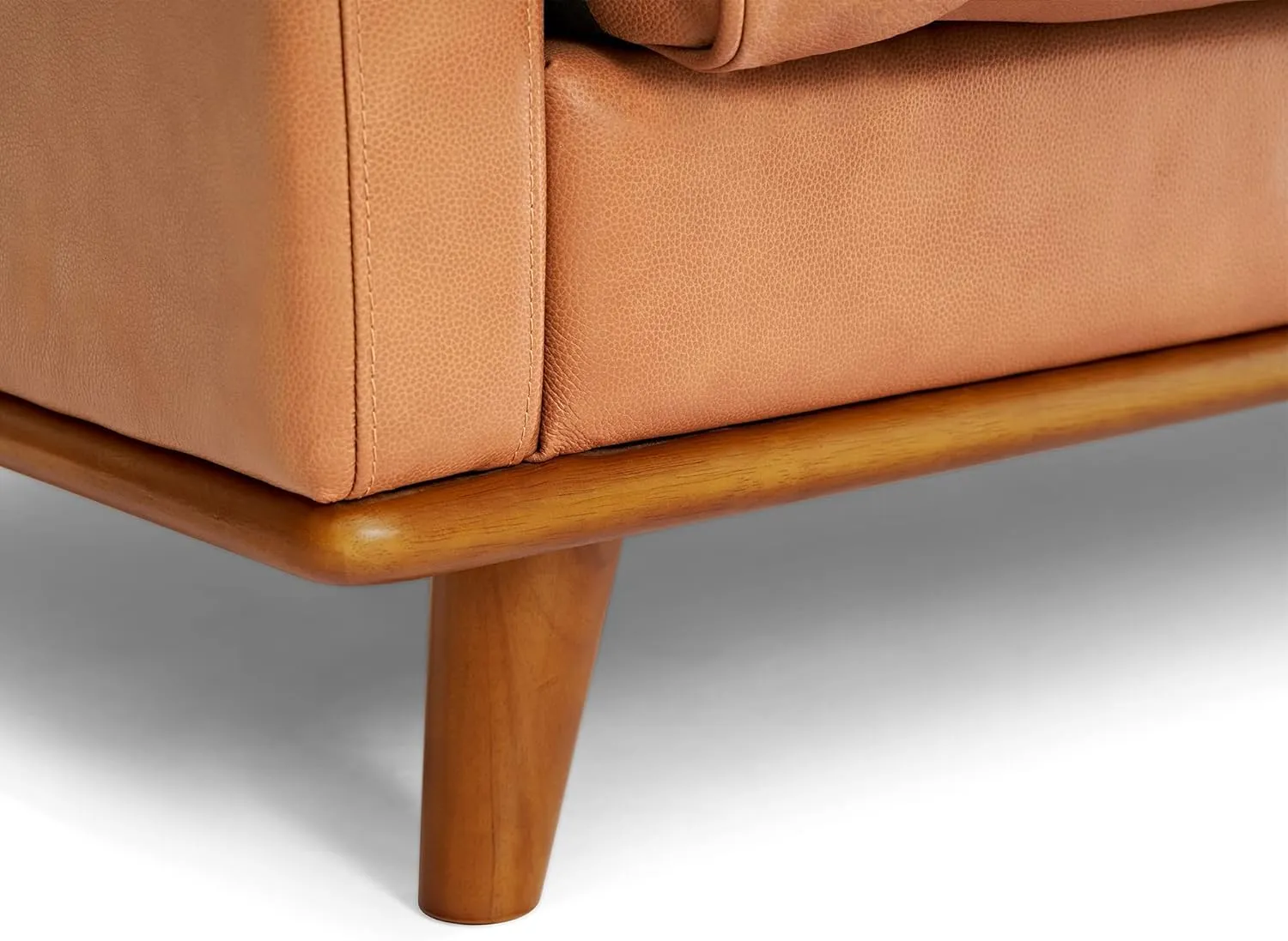 Valencia Artisan Full Leather Sofa 88” - Pure Full Italian Nappa Leather Couch, Solid Wood Accent, Ultimate Comfort, Cognac Tan