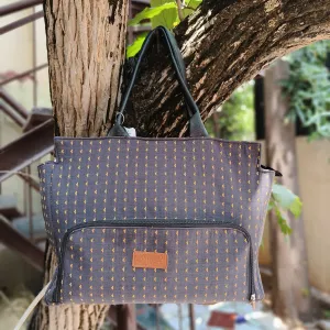 Versatile partition tote Grey With Yellow Small Triangle Design