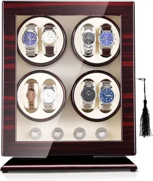 Vertical 8 Watch Winders with LED Backlight, Watches Shaker with Quiet Motor Automatic Rotary Winding, Mechanical Wooden Watch Box with 5 Modes,Leather 02 (Leather 05)