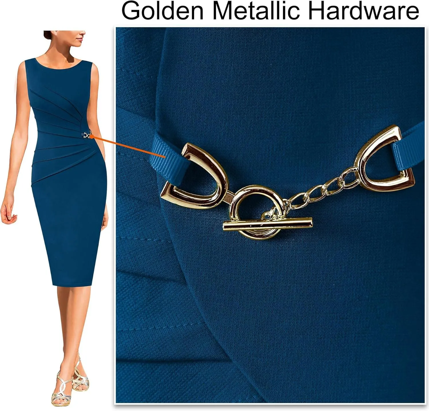 VFSHOW Womens Elegant Ruched Work Business Office Cocktail Party Sheath Dress