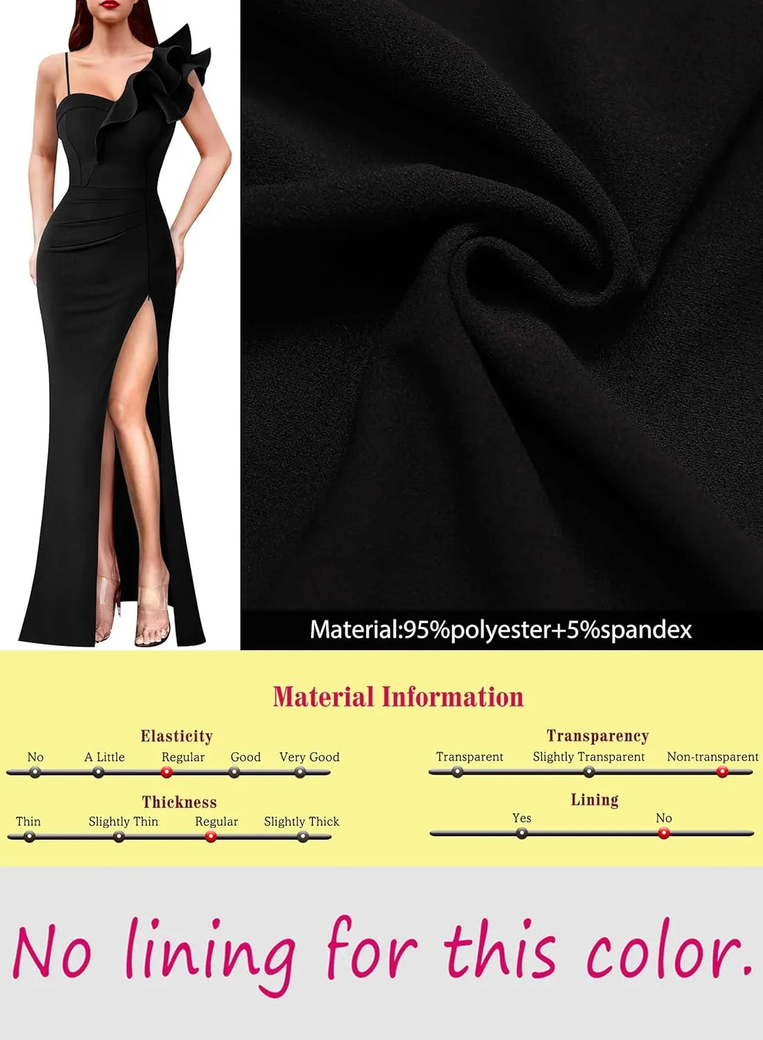 VFSHOW Womens Ruffle One Shoulder Strap Ruched Formal Prom Wedding Maxi Dress V Neck Elegant Split Cocktail Evening Long Gown