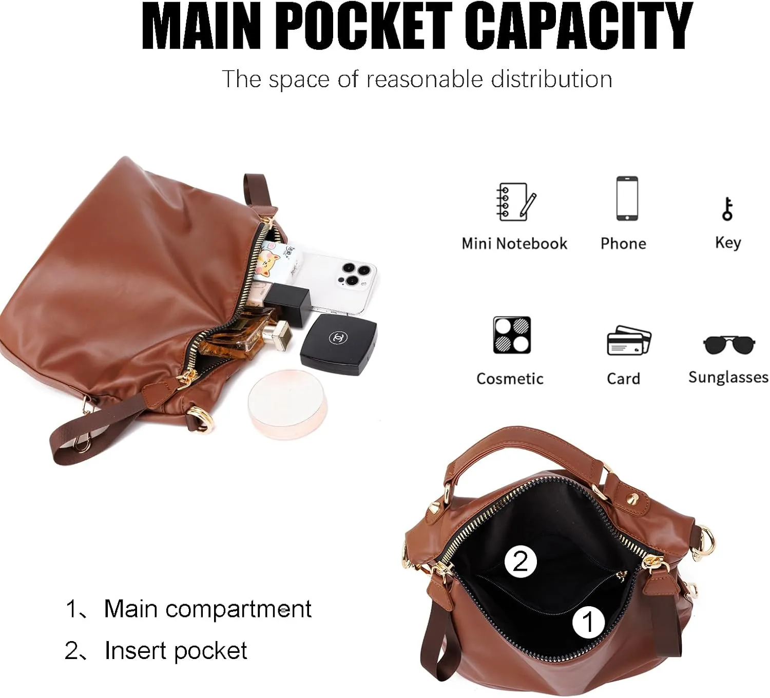 VGOAL Crossbody Bags for Women, Large-Capacity Women Handbag Casual Lightweight Travel Shopping Waterproof Shoulder Bag