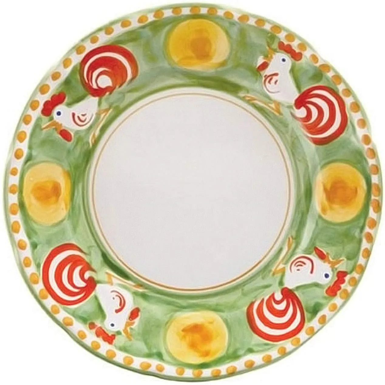 Vietri Campagna Gallina Dinner Plate, Green, 10-inch Terra Cotta Handcrafted Italian Serving Dish, Everyday Dining