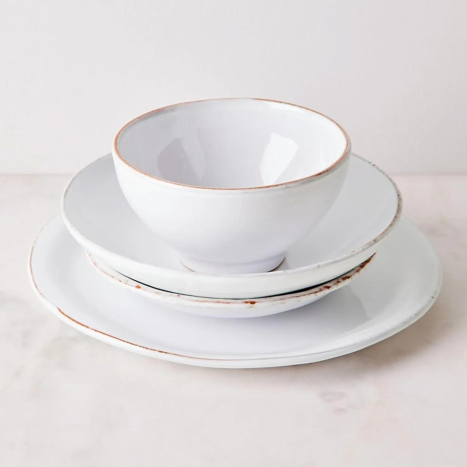 Vietri Cucina Fresca Dinner Plate Handcrafted Terra Cotta Ceramic Dining Dish Elegant Italian Tableware 10.5 Inch Bianco