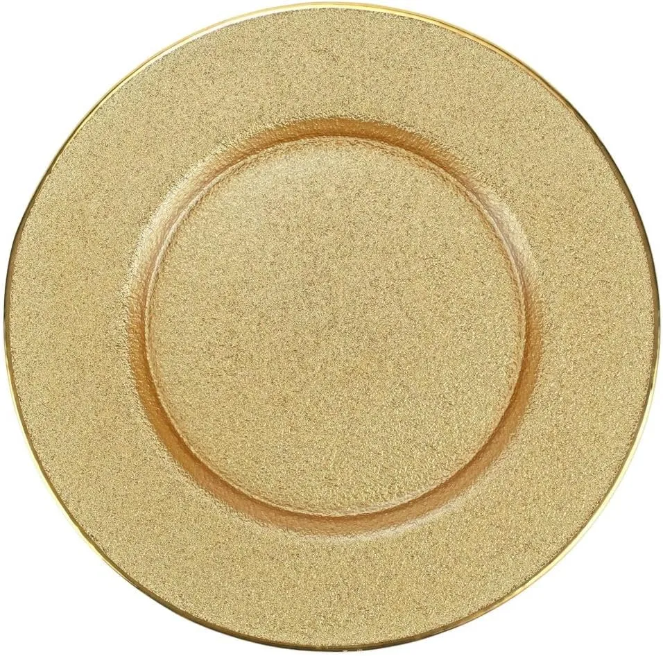 Vietri Metallic Glass Charger Plate Luxurious Glass Service Plate for Elegant Dining and Entertaining 12.5 Inch Gold