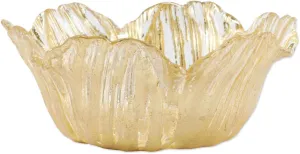 Vietri Rufolo Glass Gold Flower Small Bowl Handcrafted Italian Glass Serveware Dish for Dinner Parties - 5.75 Inch Gold