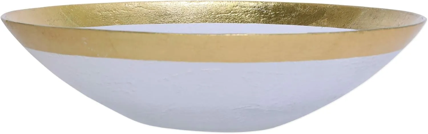 Vietri Rufolo Glass Gold Organic Large Bowl, Italian Glass Dinner Party Serveware Dish