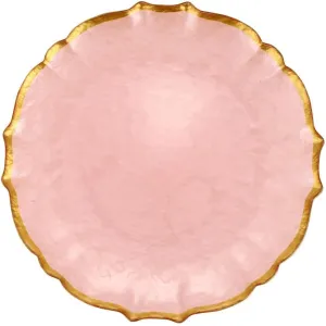 Vietri Viva Baroque Glass Pink Dinner Plate Elegant Handcrafted Glass Tableware Durable Design - 10.5 Inch Pink