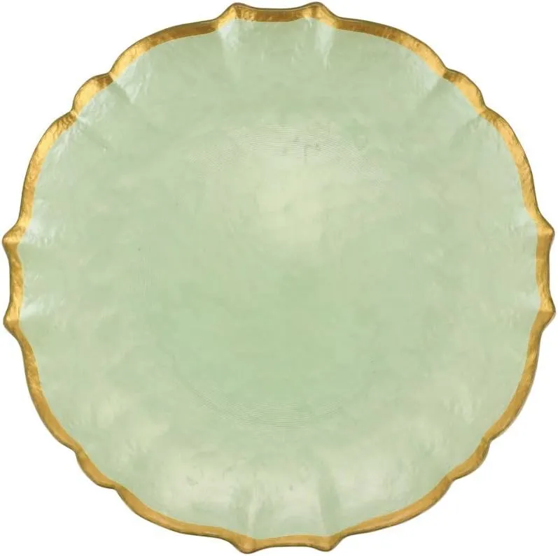 Vietri viva Baroque Glass Pistachio Dinner Plate, 10.5 Inch Glass Dinnerware, Elegant Glassware