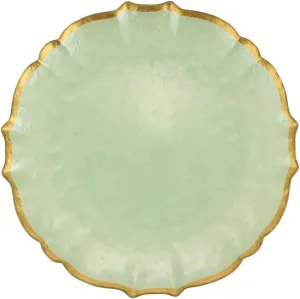 Vietri viva Baroque Glass Pistachio Dinner Plate, 10.5 Inch Glass Dinnerware, Elegant Glassware
