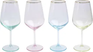 Vietri Viva Rainbow Wine Glasses Set of 4 Elegant Modern Stemware Handcrafted Glassware 15 oz 8.5 Inch Multicolor