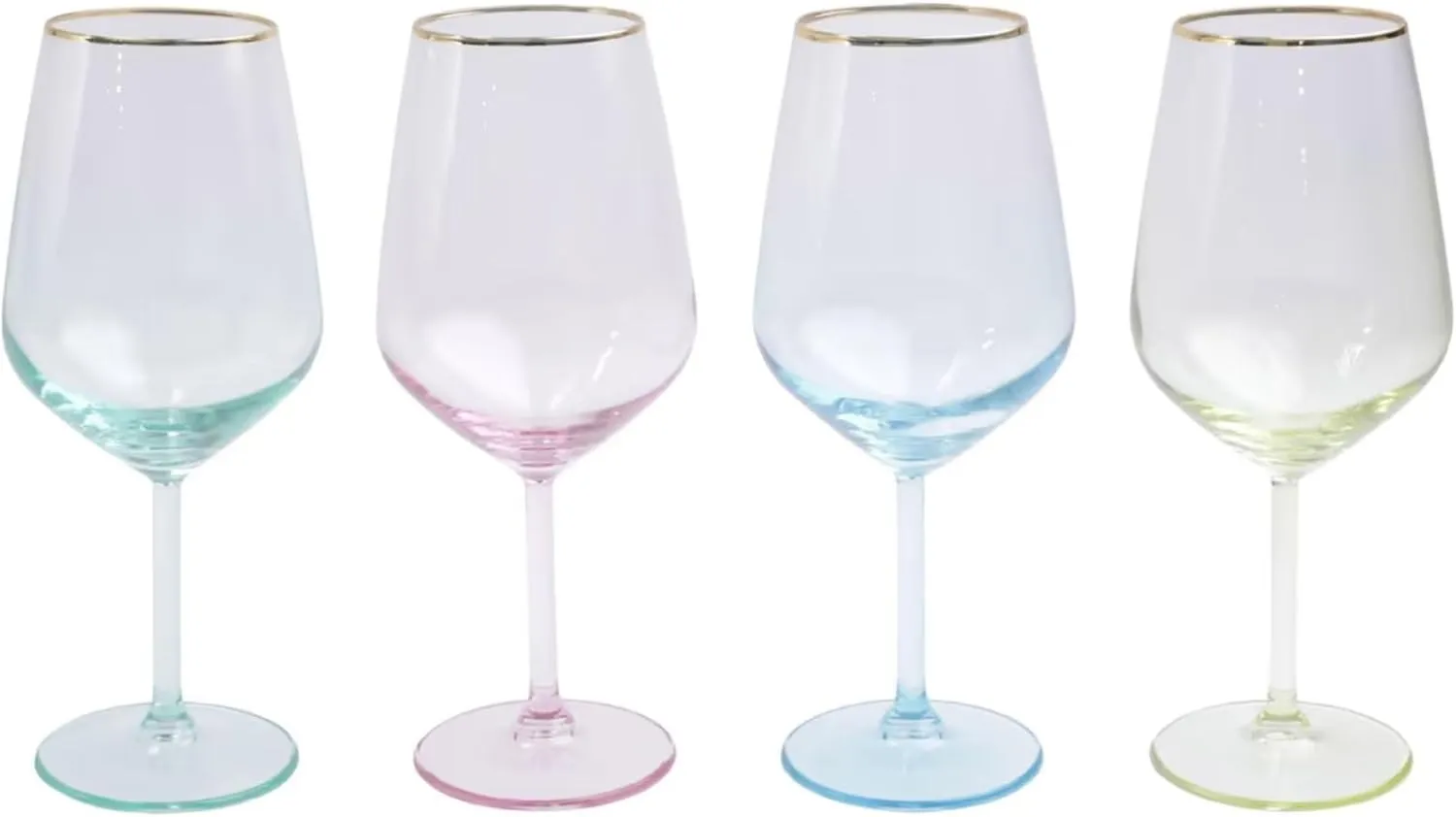 Vietri Viva Rainbow Wine Glasses Set of 4 Elegant Modern Stemware Handcrafted Glassware 15 oz 8.5 Inch Multicolor