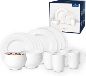 Villeroy & Boch For Me 16-Piece Dinnerware Set, Service for 4, Plates, Bowls & Mugs, Premium Porcelain, Made in Germany