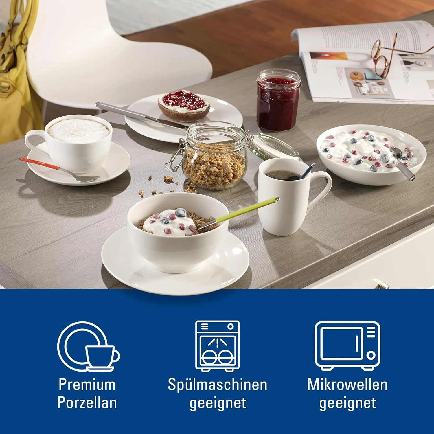 Villeroy & Boch For Me 16-Piece Dinnerware Set, Service for 4, Plates, Bowls & Mugs, Premium Porcelain, Made in Germany