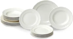 Villeroy & Boch Manoir 18-Piece Dinnerware Set, Plates & Bowls, Premium Porcelain, Made in Germany, White