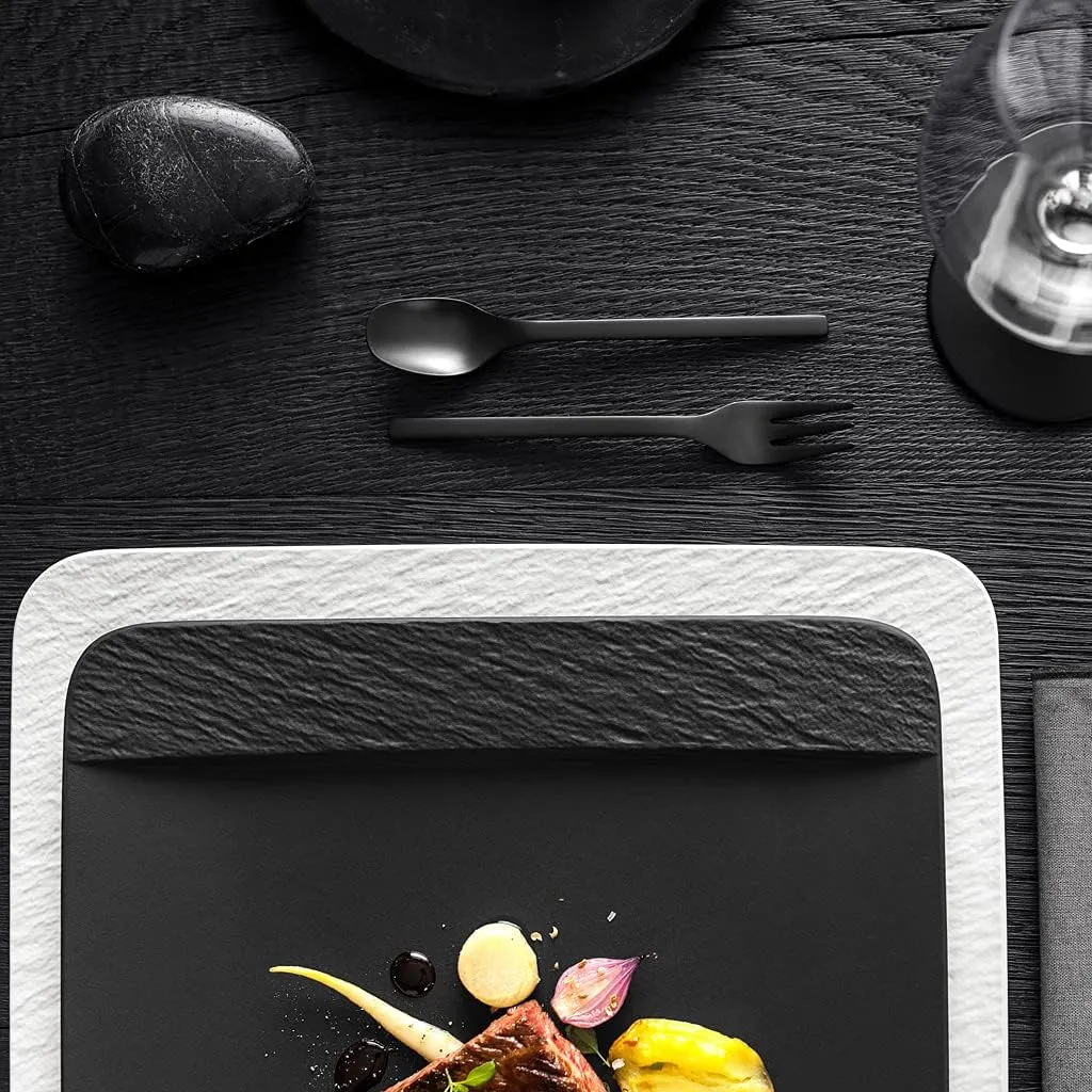 Villeroy & Boch Manufacture Rock Blanc Square, Elegant Plate Made from Premium Porcelain, Dishwasher Safe, White