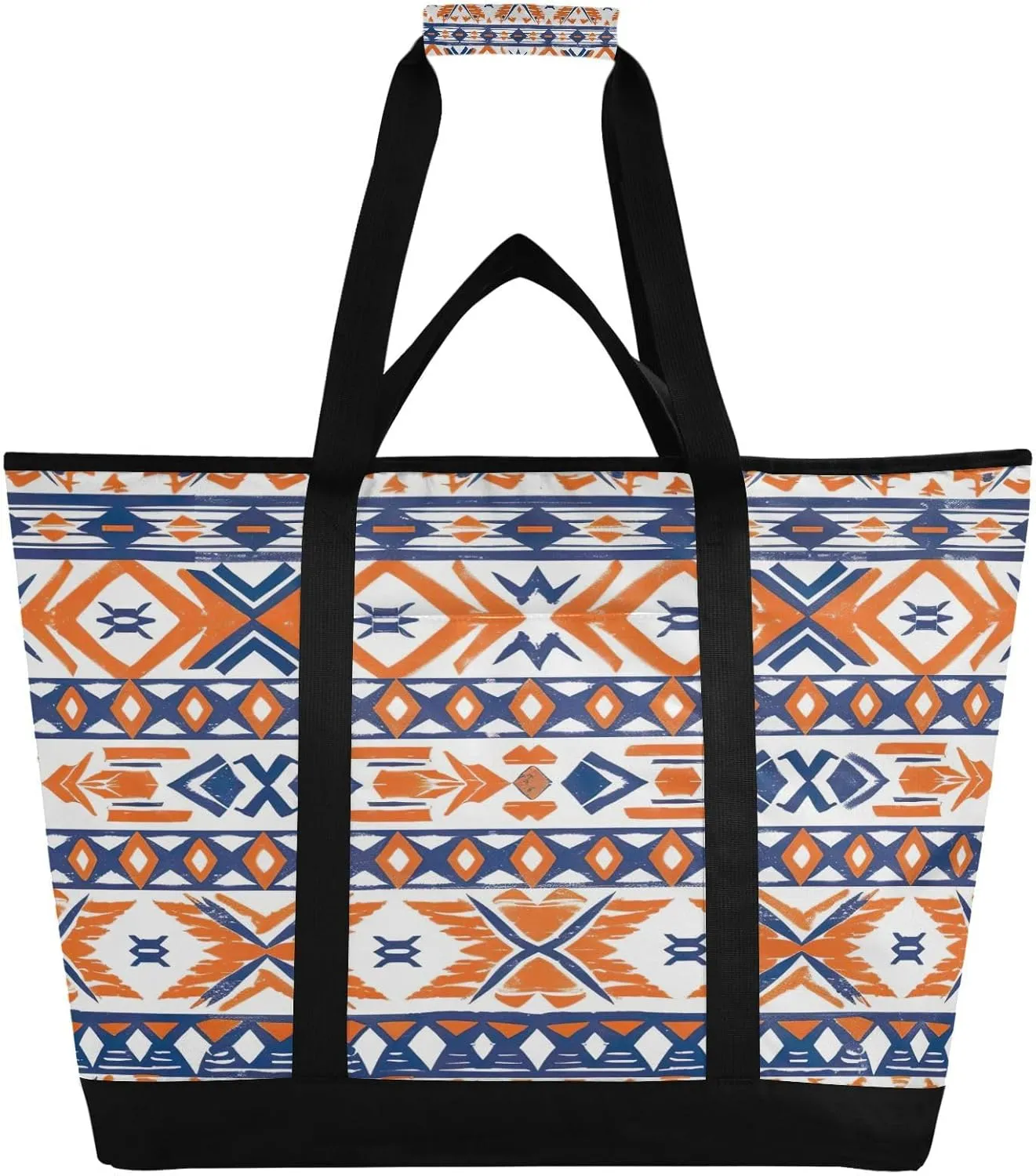 Vintage Ethnic Print Reusable Insulated Lunchbox Cooler Bag, Leakproof Kitchen Grocery Bag Collapsible Portable Cooler Tote Bag for Picnic, Camping, Office, Travel