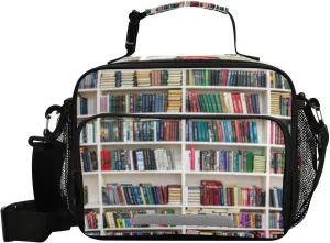 Vintage Library Book Lunch Bag for Women Men Shelves Education Insulated Cooler Tote Bag with Adjustable Shoulder Strap Large Capacity Reusable Leakproof Picnic Lunch Box Outdoor for Adult Office