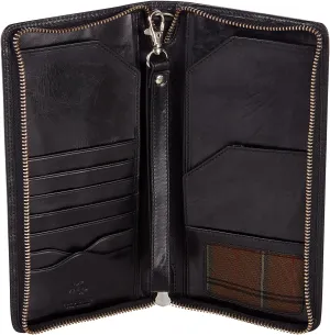 Visconti 728 Large Leather Travel Wallet for Passports, Tickets and Credit Cards (Black)