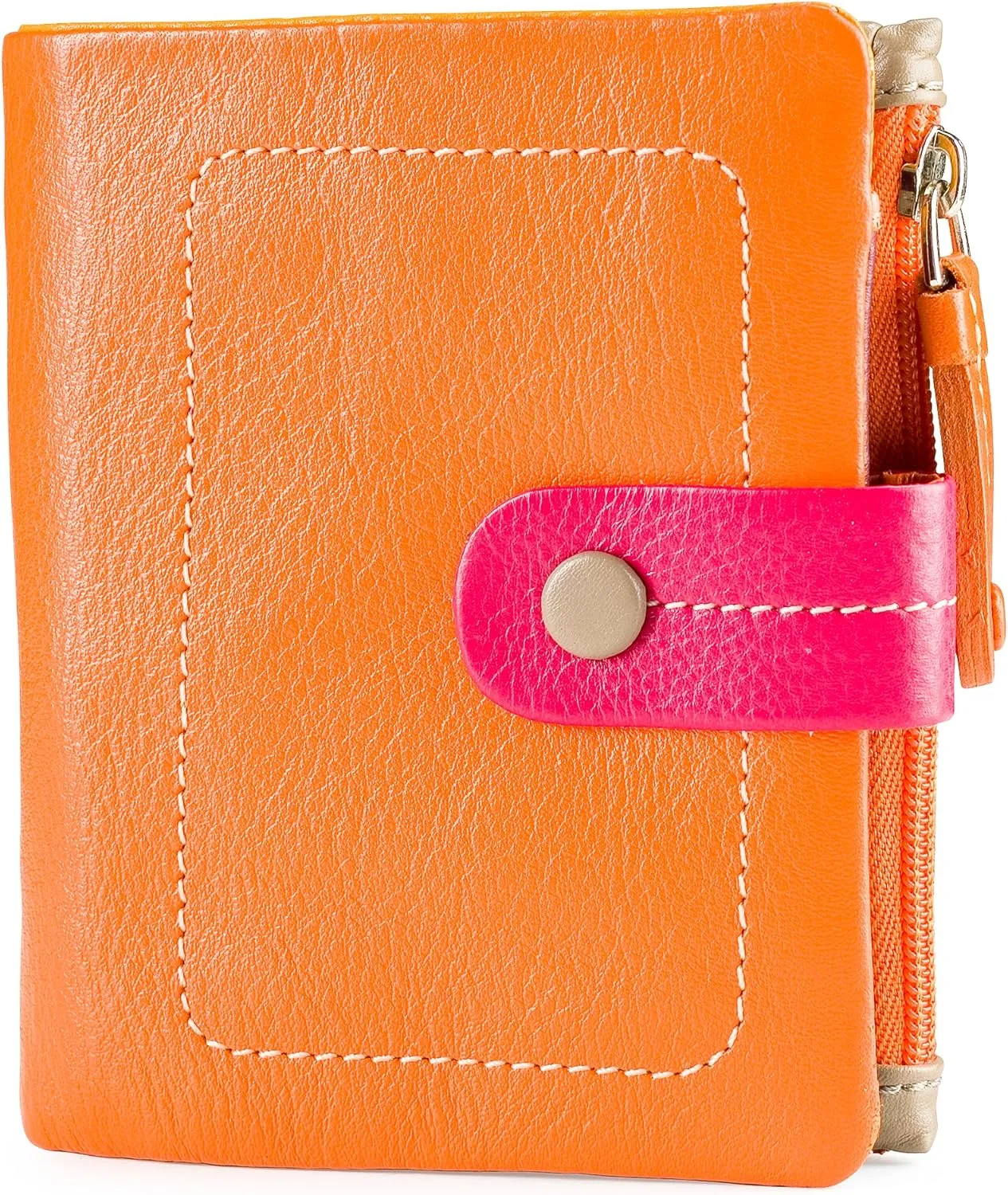 Visconti Mojito M77 Multi Colored Soft Leather Compact Wallet/Purse 3.5" x 4.3" (Orange Multi)