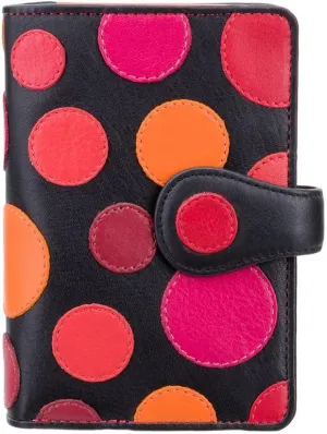 Visconti P1 Saturn Ladies Soft Leather Large Bifold Wallet/Purse with Polka Dots (Very Berry)