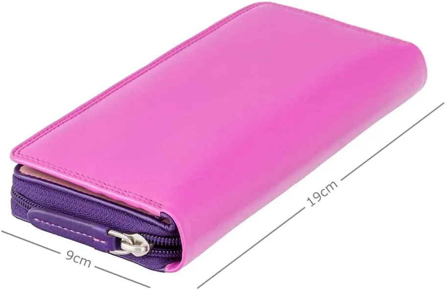 Visconti RB 55 Multi Colored Ladies Soft Leather Checkbook Wallet And Purse, Berry Multi, Large