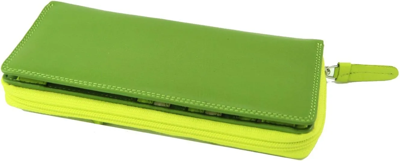 Visconti RB 55 Multi Colored Ladies Soft Leather Checkbook Wallet And Purse (Green/Yellow)