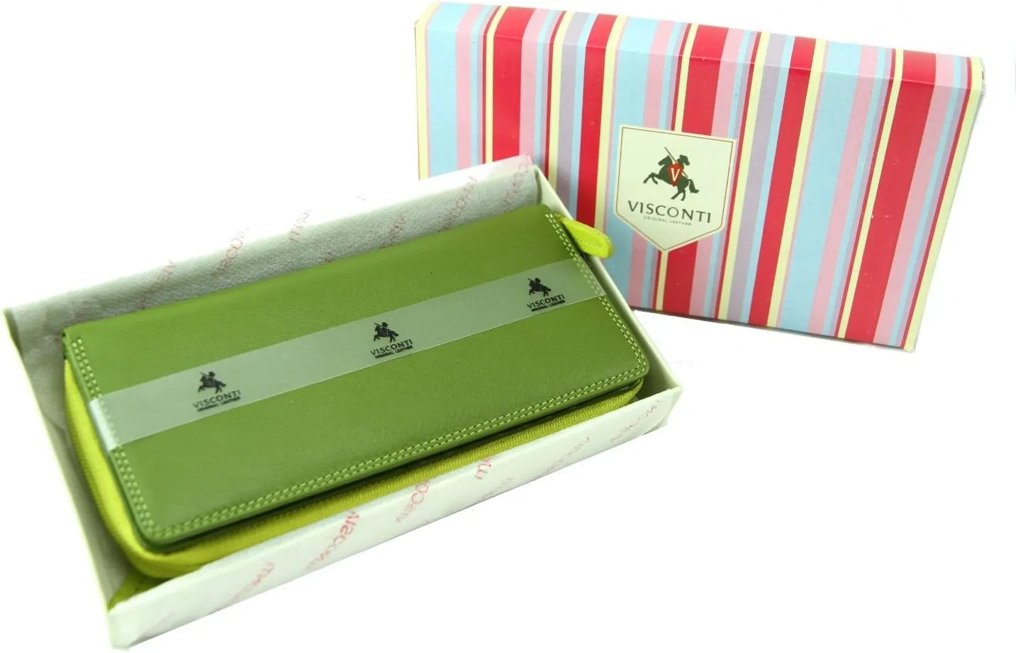 Visconti RB 55 Multi Colored Ladies Soft Leather Checkbook Wallet And Purse (Green/Yellow)