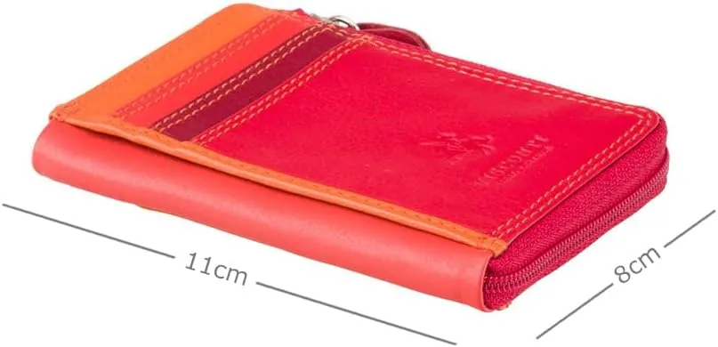 Visconti RB110 Phi Phi Womens Leather Slim ID Credit Card Holder Wallet/Purse (Red Multi)