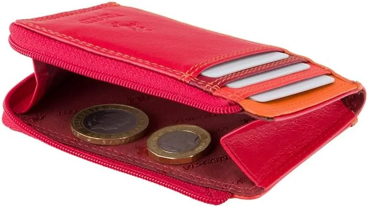 Visconti RB110 Phi Phi Womens Leather Slim ID Credit Card Holder Wallet/Purse (Red Multi)