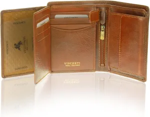 Visconti Tuscany 44 Secure RFID Blocking Genuine Leather Wallet Tan