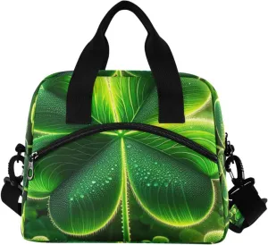 Vivid Green Shamrock Flourish Insulated Cooler Tote Cooler Lunch Bags Insulated, Tote Lunch Box, Cooler with Shoulder Strap