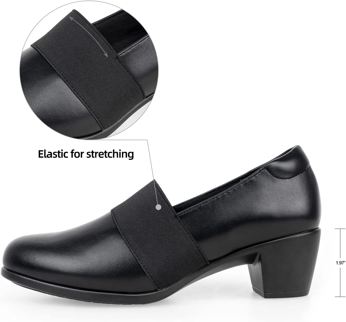 VJH confort Women’s Heeled Shoes, Comfortable Elastic Low Block Chunky Heels Pumps