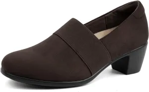 VJH confort Women’s Heeled Shoes, Comfortable Elastic Low Block Chunky Heels Pumps