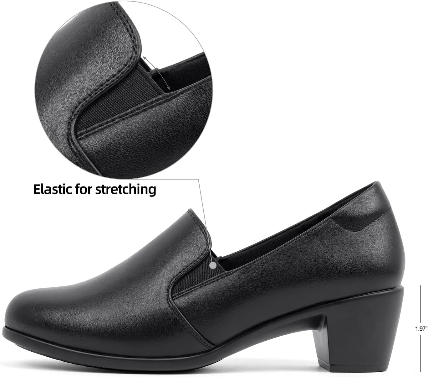 VJH confort Women’s Heeled Shoes, Comfortable Elastic Low Block Chunky Heels Pumps