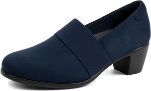 VJH confort Women’s Heeled Shoes, Comfortable Elastic Low Block Chunky Heels Pumps