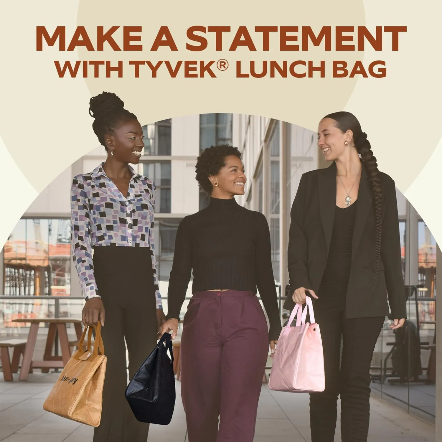 VonNova Insulated Lunch Box for Women, 7L Capacity, Leakproof Lunch Tote Bag, Durable Lunchbox made from Tyvek Material, Adult Cooler Bag for Work, Picnic, Travel and more (Hello World)