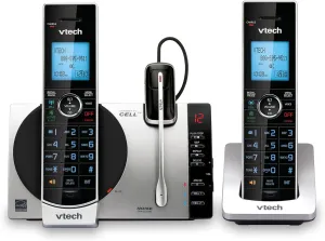 VTech DS6771-3 Connect to Cell, Cordless Phone with Answering Machine, DECT 6.0 Headset 2 Handset Intercom, Bluetooth, Caller ID/Call Waiting, Expandable System - Silver/Black