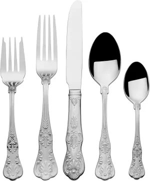 Wallace Queen 65-Piece 18/10 Stainless Steel Flatware Set, Silver, Service for 12 -