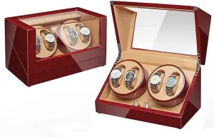 Watch Automatic Watch Winder 5 Rotation Models, Super Quiet pu Leather self-Winding Mechanical Watch Display Storage for 4 Men and Women Watches