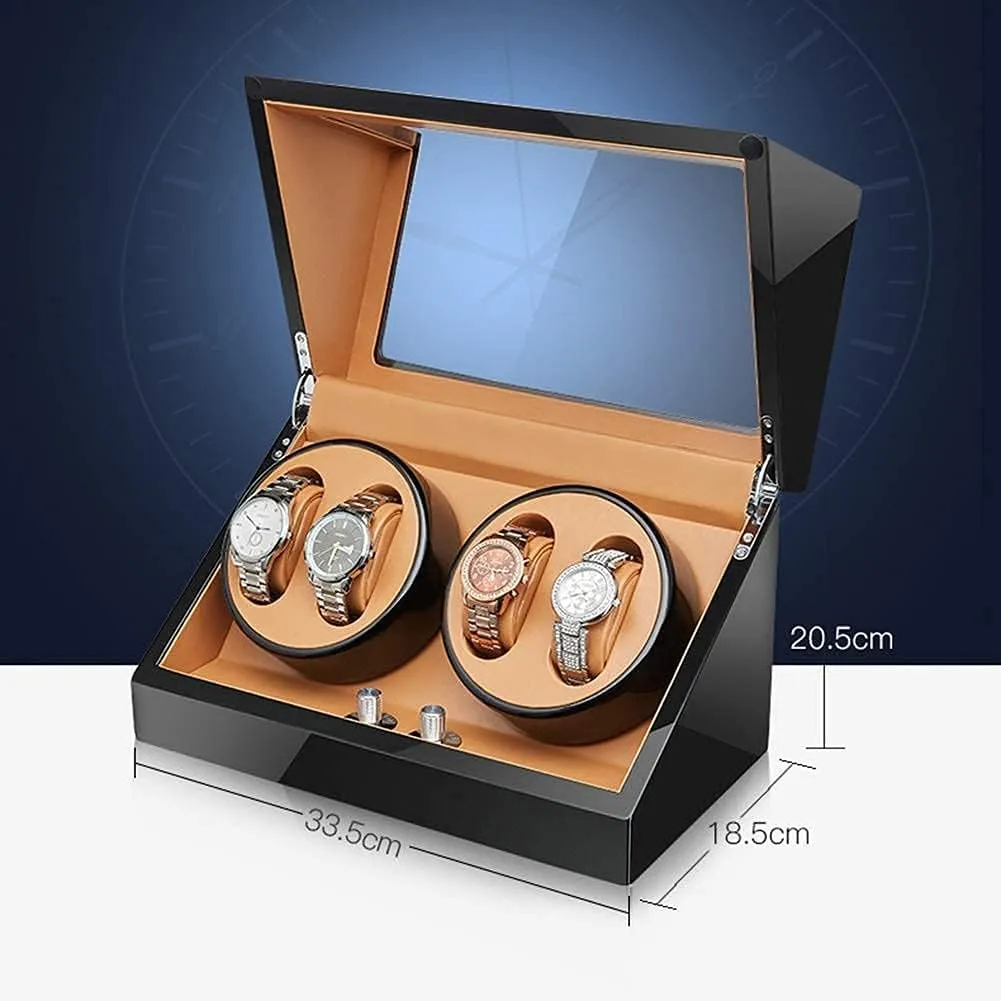 Watch Automatic Watch Winder 5 Rotation Models, Super Quiet pu Leather self-Winding Mechanical Watch Display Storage for 4 Men and Women Watches